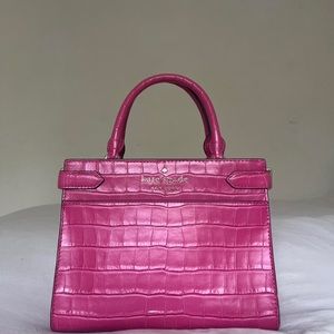 BRAND NEW knott Croc-embossed leather in festive pink bag